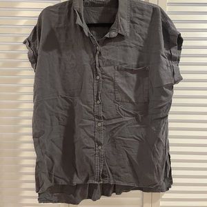 Dark Grey Button Down Cute Top